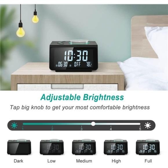 Small Digital Alarm Clock Radio - FM Radio,Dual USB Charging Port,Dual Alarm - Picture 2 of 5